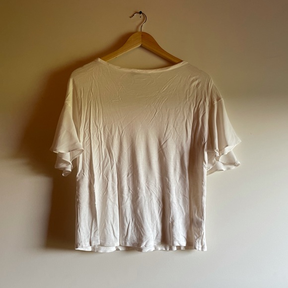 NWOT Cream Flutter Sleeve Loft Blouse - Picture 2 of 4